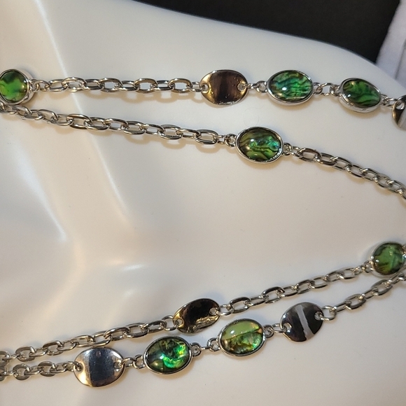 Necklace vintage nwt silver tone with faux stones - Picture 4 of 7